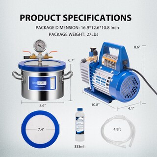 Foto 7 | Foto 7 | Cámara De Vacío Vivohome 5.7l Con Bomba De 3.5 Cfm 1/4 Hp De Una Sola Etapa - Venta Internacional.
