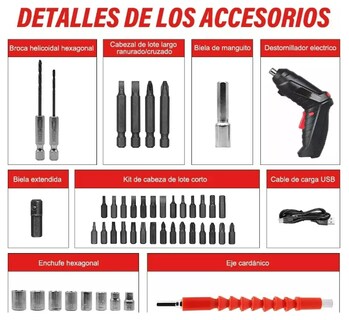 Foto 4 | Foto 4 | Xtellar Taladro Destornillador Eléctrico Inalámbrico 3.6v Juego De 47 Piezas Con Luz Led Integrada