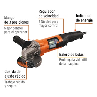 Foto 2 | Foto 2 | Esmeriladora Angular 4-1/2'' 1100 W Profesional Truper color Naranja