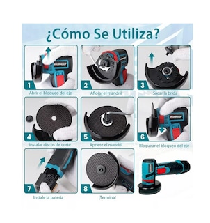 Foto 4 | Foto 4 | Mini Esmeril Angular Inalámbrica Pulidora 12v 75mm 2 Bat Belug Ería Azul/negro