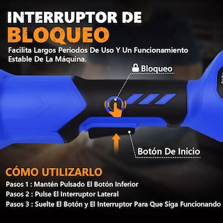 Foto 4 | Foto 4 | Esmeriladora Angular Inalámbrica Sin Escobillas Con 6.0ah Eo Safe Imports Esi-14949-1 Azul