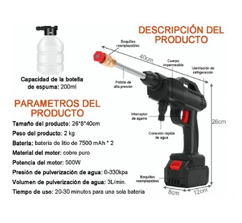 Foto 3 | Foto 3 | Hidrolavadora Pistola Lavado Coche Eo Safe Imports Esi-298 Negro
