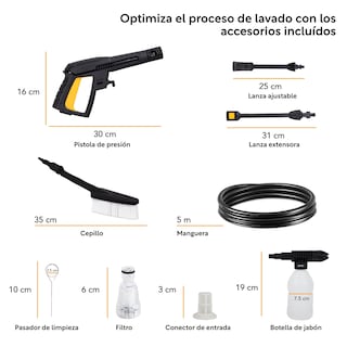 Foto 3 | Foto 3 | Hidrolavadora Eléctrica Kingsman HIDROKING1500 color Amarillo 1500 Psi 1400w + Accesorios
