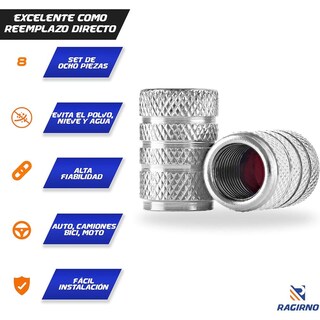 Foto 2 | Foto 2 | Ragirno Set De 8 Tapones De Aluminio Para Válvulas De Carro Motocicleta Y Bicicletas Color Plata