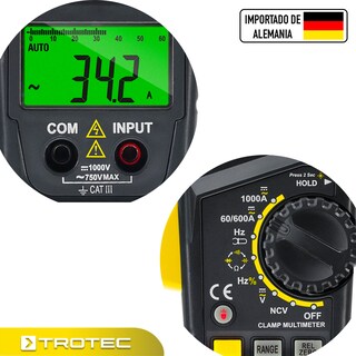 Foto 8 | Foto 8 | Multímetro de Gancho Trotec Be44 1000a Ac/dc / 1000 V/dc 750 V/a Profesional Catiii