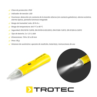 Foto 5 | Foto 5 | Detector de Tensión Alterna con Alarma Óptica y Acústica 5v – 1000v Ca / 50hz – 400hz Cat Iv (1000v) Be16 Trotec