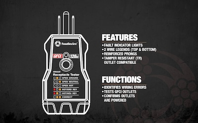 Foto 7 | Foto 7 | Probador De Receptáculos Southwire 40022s 120 V Ac Negro - Venta Internacional.