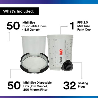 Foto 2 | Foto 2 | Kit De Vasos Para Pistola Pulverizadora 3m Pps 2.0, 400 Ml, Con 50 Tapas Y Forros - Venta Internacional.