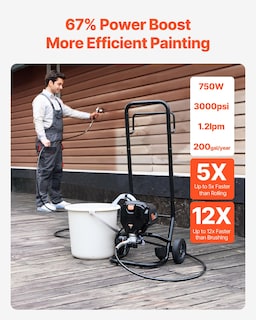 Foto 2 | Foto 2 | Pulverizador De Pintura Eléctrico Vevor 750 W 3000 Psi Con Carrito Para El Hogar - Venta Internacional.