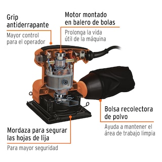 Foto 3 | Foto 3 | Lijadora Orbital Truper Lior14a2 200 W color Naranja
