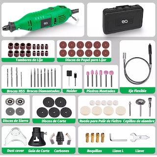 Foto 2 | Foto 2 | Kit Mini Taladro Esmeril Mototool Con Accesorios 140 Pzas Eo Safe Imports Esi-6933-1 Multicolor