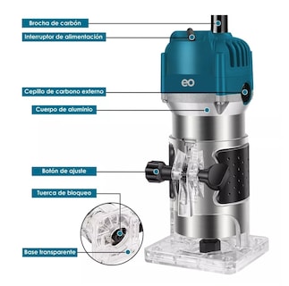 Foto 3 | Foto 3 | Router Madera Recortadora Rebajadora 800w +15 Brocas Carburo Esi-7146-1 Azul