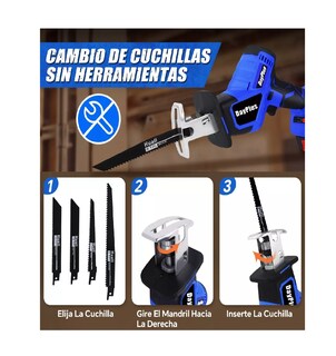 Foto 4 | Foto 4 | Sierra Eléctrica Recíproca Sable Inalámbrica con 2 Baterías Azul