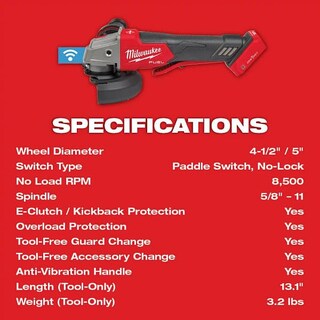 Foto 6 | Foto 6 | Amoladora Milwaukee M18 Fuel 4-1/5/5 Pulgadas Con Una Llave (solo Herramienta) - Venta Internacional.