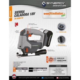 Foto 5 | Foto 5 | Sierra Caladora Gladiator Sk 8080/18 C1 18 V