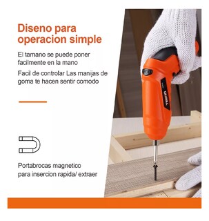 Foto 4 | Foto 4 | Atornillador Inalámbrico Teeno Naranja de 3.6v Kit 46 Piezas