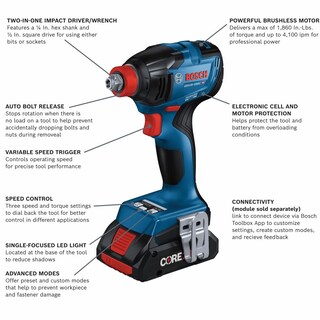 Foto 2 | Foto 2 | Controlador/llave De Impacto Bosch Gdx18v-1860cb25 18v Con Baterías - Venta Internacional.