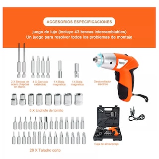 Foto 3 | Foto 3 | Juego De Destornilladores Eléctricos Inalámbricos Eo Safe Imports Esi-11471 Naranja