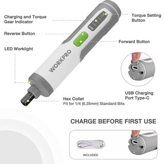 Foto 2 | Foto 2 | Juego De Destornilladores Eléctricos Inalámbricos Recargables Workpro 4v - Venta Internacional.