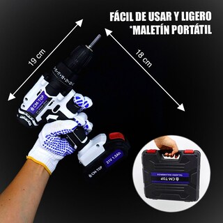 Foto 6 | Foto 6 | Juego De Taladro Eléctrico Inalámbrico Portátil De 21 V, Destornillador De Impacto Con Batería Recargable De 1500 Mah