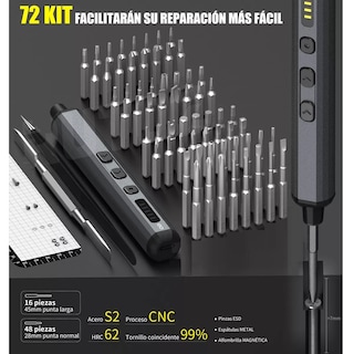 Foto 3 | Foto 3 | Atornillador Eléctrico Kit De Desarmadores Inalámbrico Usb-c Eo Safe Imports Esi-17141-1 Negro