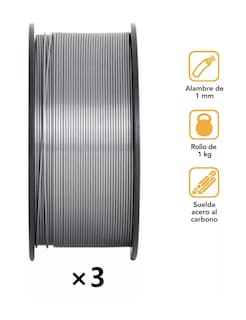Foto 5 | Foto 5 | Kit 3 Rollos Microalambre Soldar 1 Kg 1.00mm Fluxcore Sin Gas Plata