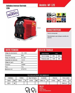 Foto 3 | Foto 3 | Soldadora Inversora Weld Force Wf-120 Color Rojo Electrodo 120a 110v