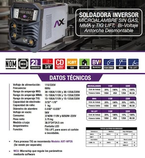Foto 4 | Foto 4 | Soldador Inversor Microalambre 1 Kg / Electrodo Y Tig Lift 120a Bi Voltaje