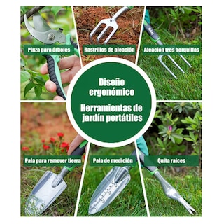 Foto 3 | Foto 3 | Juego De Herramientas Y Jardín 22 Pzs Aleación De Aluminio Verde Negro Plata