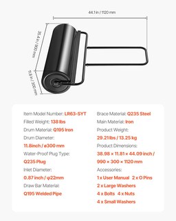 Foto 7 | Foto 7 | Rodillo Para Césped Vevor, 61 L, Lleno De Arena O Agua, Con Tapón Fácil De Girar - Venta Internacional.