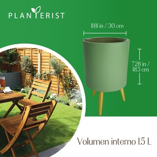 Foto 3 | Foto 3 | Maceta Redonda Autorregable Planterist - Diseño Nórdico - Verde Olivo