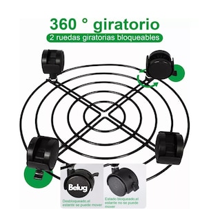 Foto 2 | Foto 2 | 2 Soportes De Base De Maceta De Metal Con Ruedas Belug Negro