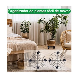 Foto 3 | Foto 3 | 2 Soportes De Base De Maceta De Metal Con Ruedas Belug Negro