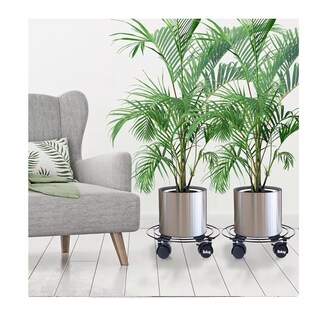 Foto 4 | Foto 4 | 2 Soportes De Base De Maceta De Metal Con Ruedas Belug Negro