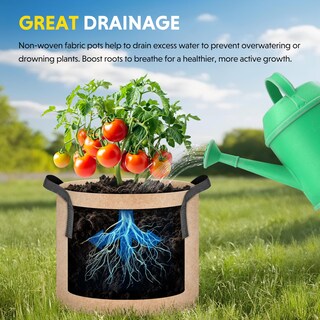 Foto 4 | Foto 4 | Macetas De Tela No Tejida Para Aireación Plant Grow Bags Ipower, Paquete De 5 Unidades, 3,8 Litros - Venta Internacional.