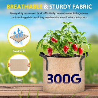 Foto 5 | Foto 5 | Macetas De Tela No Tejida Para Aireación Plant Grow Bags Ipower, Paquete De 5 Unidades, 3,8 Litros - Venta Internacional.