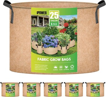 Foto 1 | Foto 1 | Bolsas Para Cultivo De Plantas Ipower, Tela No Tejida De 25 Galones, Paquete De 5 - Venta Internacional.
