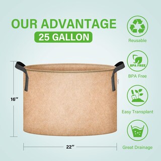 Foto 3 | Foto 3 | Bolsas Para Cultivo De Plantas Ipower, Tela No Tejida De 25 Galones, Paquete De 5 - Venta Internacional.