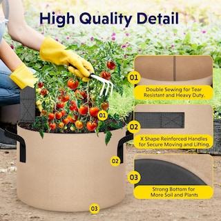 Foto 3 | Foto 3 | Bolsas Para Cultivo De Plantas Ipower, Tela No Tejida De 7 Galones, Paquete De 5 Unidades, Color Can - Venta Internacional.