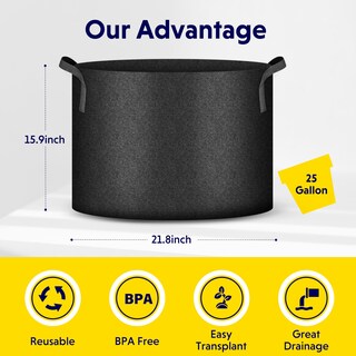 Foto 2 | Foto 2 | Grow Bags Ipower, Paquete De 10 Unidades, Tela No Tejida De 95 Litros Con Asa, 25 Ga - Venta Internacional.