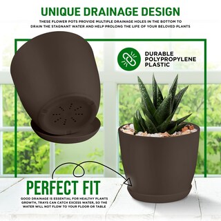 Foto 3 | Foto 3 | Macetas Lifemaster, Ligeras Y Duraderas, Juego De 5 Unidades, Color Marrón - Venta Internacional.