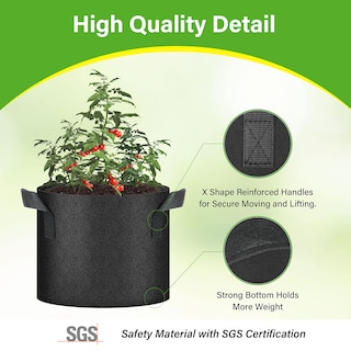 Foto 4 | Foto 4 | Bolsas De Cultivo Healsmart Nonwoven De 5 Galones Paquete De 6 Unidades Para Jardín - Venta Internacional.