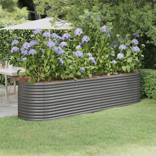 Foto 2 | Foto 2 | Cama De Jardín Elevada Vidaxl De Acero Ovalado 296 X 80 X 68 Cm Gris - Venta Internacional.