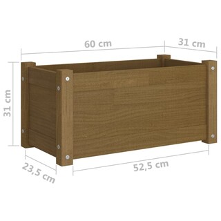 Foto 7 | Foto 7 | Maceta De Jardín Vidaxl Madera De Pino Macizo Color Marrón Miel 60 X 31 X 31 Cm - Venta Internacional.