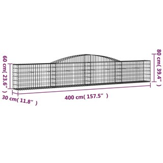 Foto 4 | Foto 4 | Cesta Gabion Vidaxl Arqueada De Hierro Galvanizado De 400 X 30 X 60 X 80 Cm - Venta Internacional.