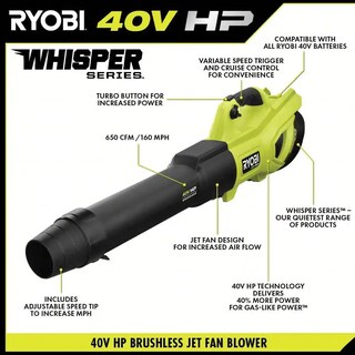 Foto 2 | Foto 2 | Soplador De Hojas Ryobi, 40 V Hp, Sin Escobillas, 650 Cfm, 160 Mph - Venta Internacional.