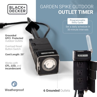 Foto 4 | Foto 4 | Estaca Temporizadora De Jardín Para Exteriores, Color Negro Y Decker, Impermeable, 6 Salidas - Venta Internacional.