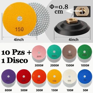 Foto 2 | Foto 2 | Set De Disco Pulidor Lab.g Polvo Diamante Mármol Granito Multicolor