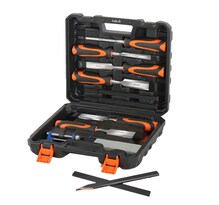 Juego De 11 Cinceles De Madera Lab.g Para Carpintería Con Caso Negro Con Naranja