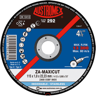 Foto 1 | Foto 1 | Disco de Corte para Acero Inoxidable Za-maxicut G-60 Austromex 292
